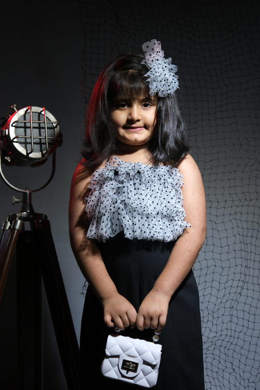 Chic Monochrome Party Jumpsuit for Girls