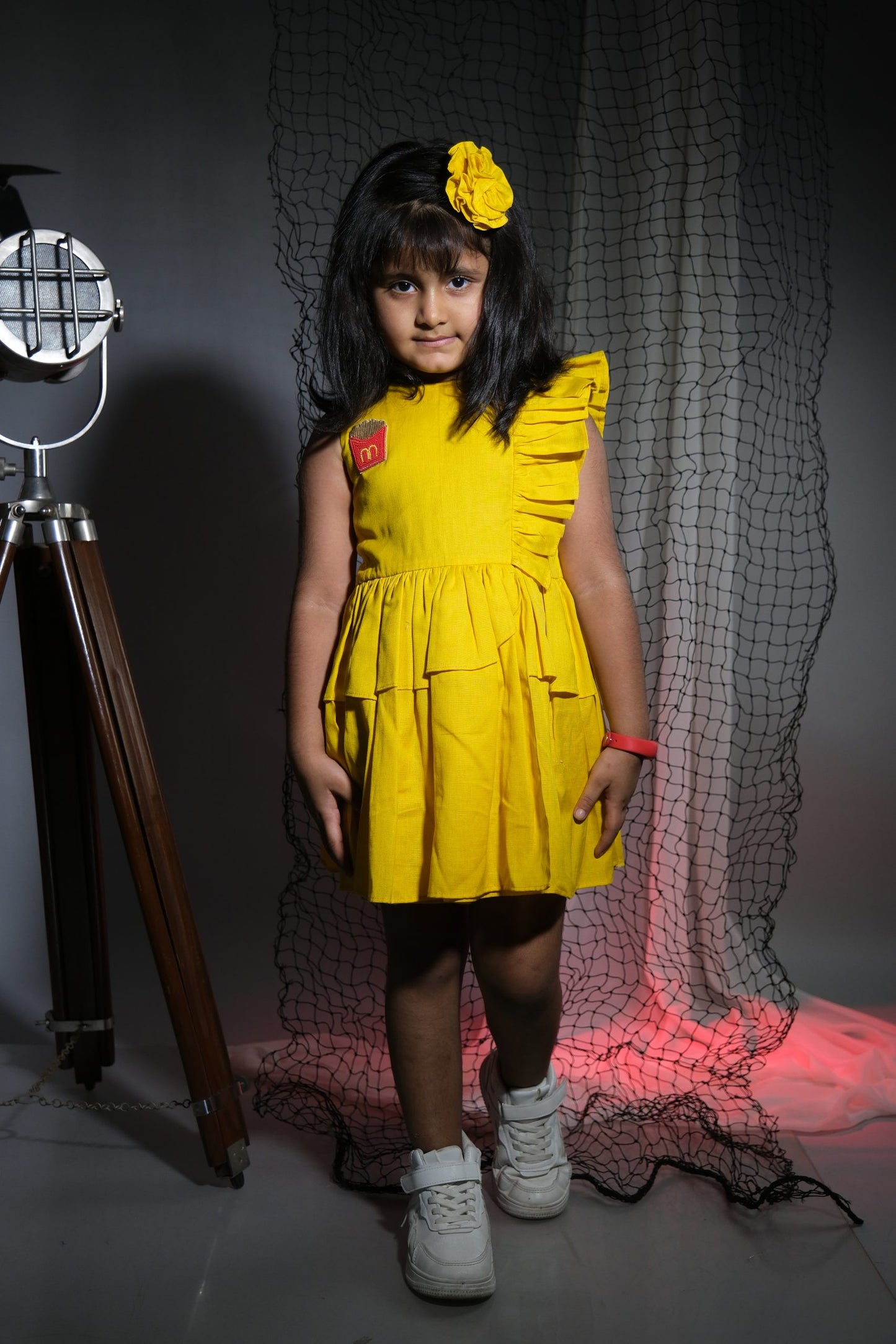 Sunny Delight Yellow Frill Frock for Girls