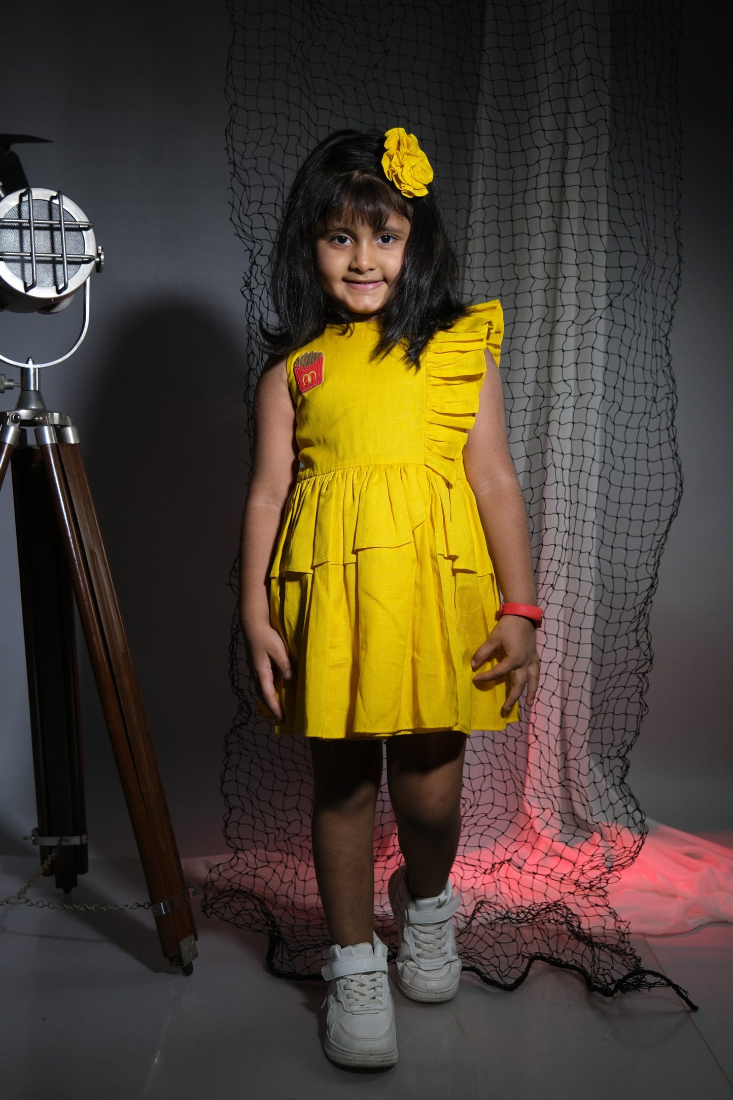 Sunny Delight Yellow Frill Frock for Girls