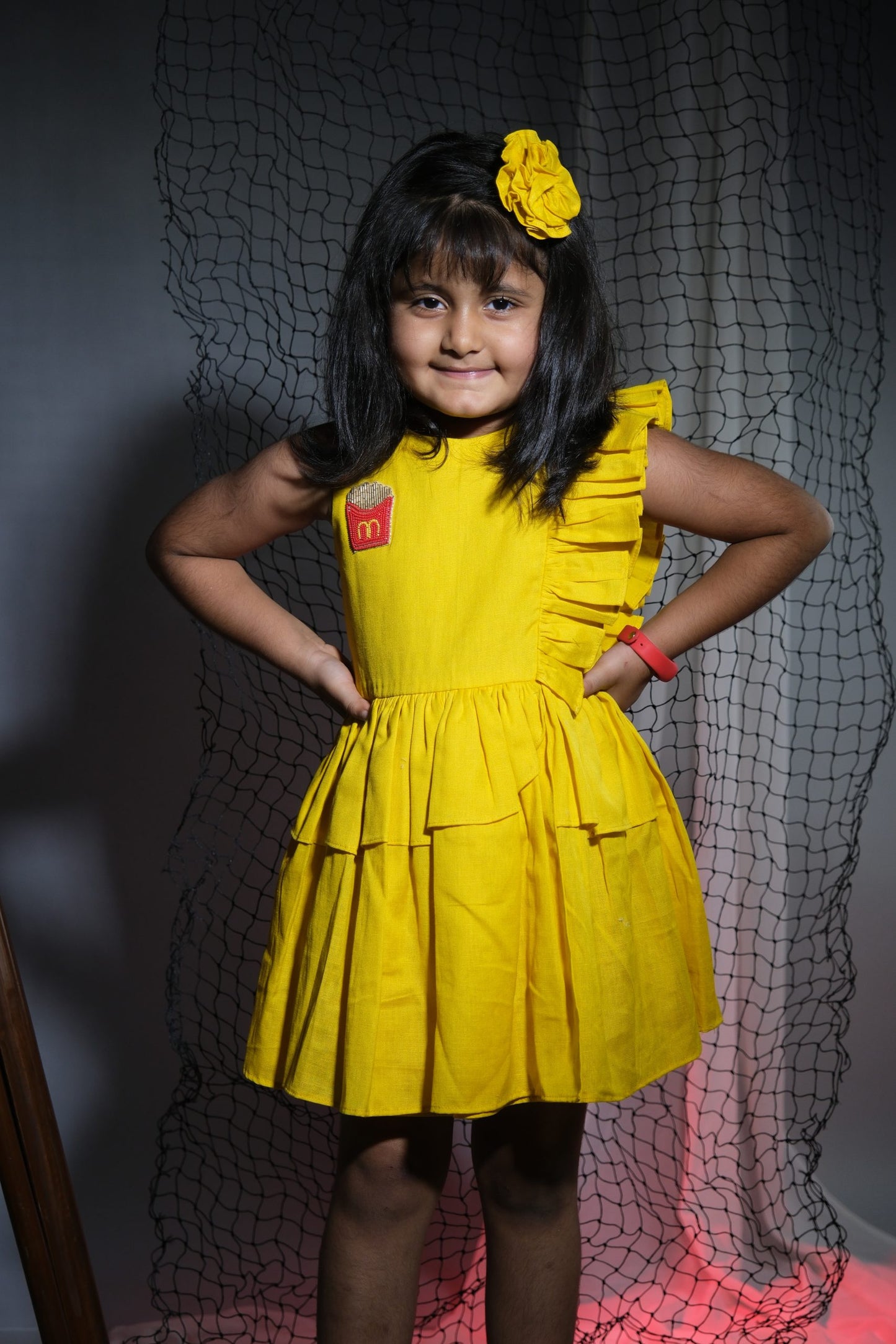 Sunny Delight Yellow Frill Frock for Girls