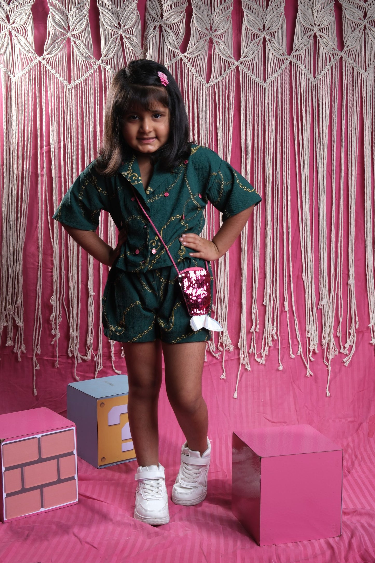 Emerald Adventure" Kids Chain-Print Co-ord Set