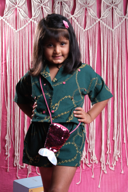 Emerald Adventure" Kids Chain-Print Co-ord Set