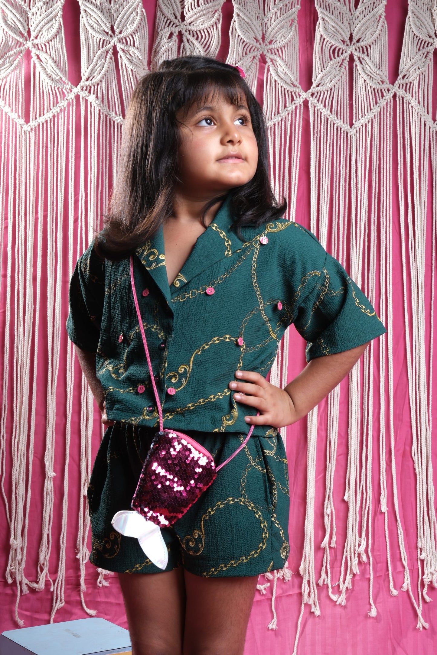Emerald Adventure" Kids Chain-Print Co-ord Set